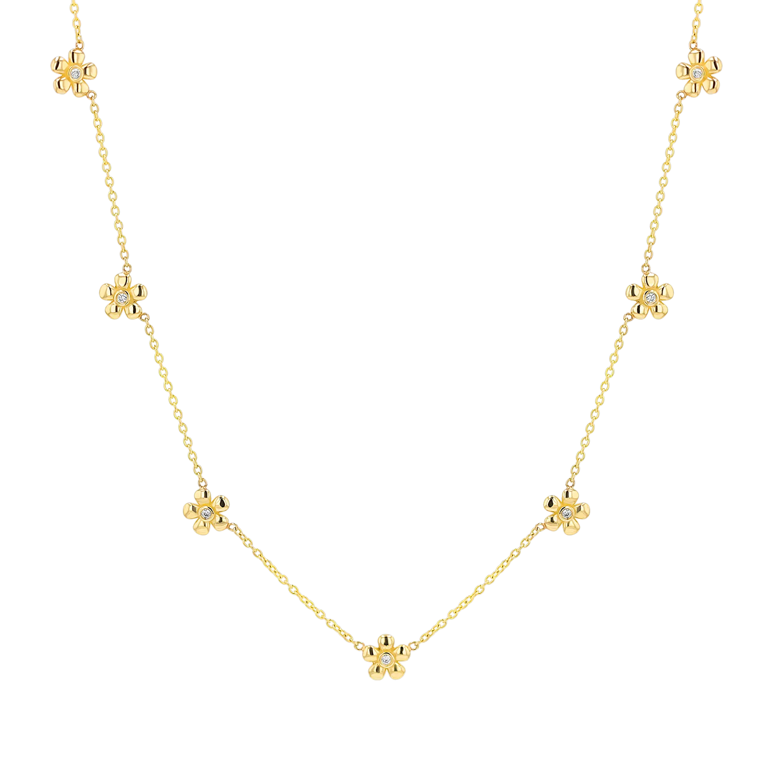 Diamond Flower Chain Necklace