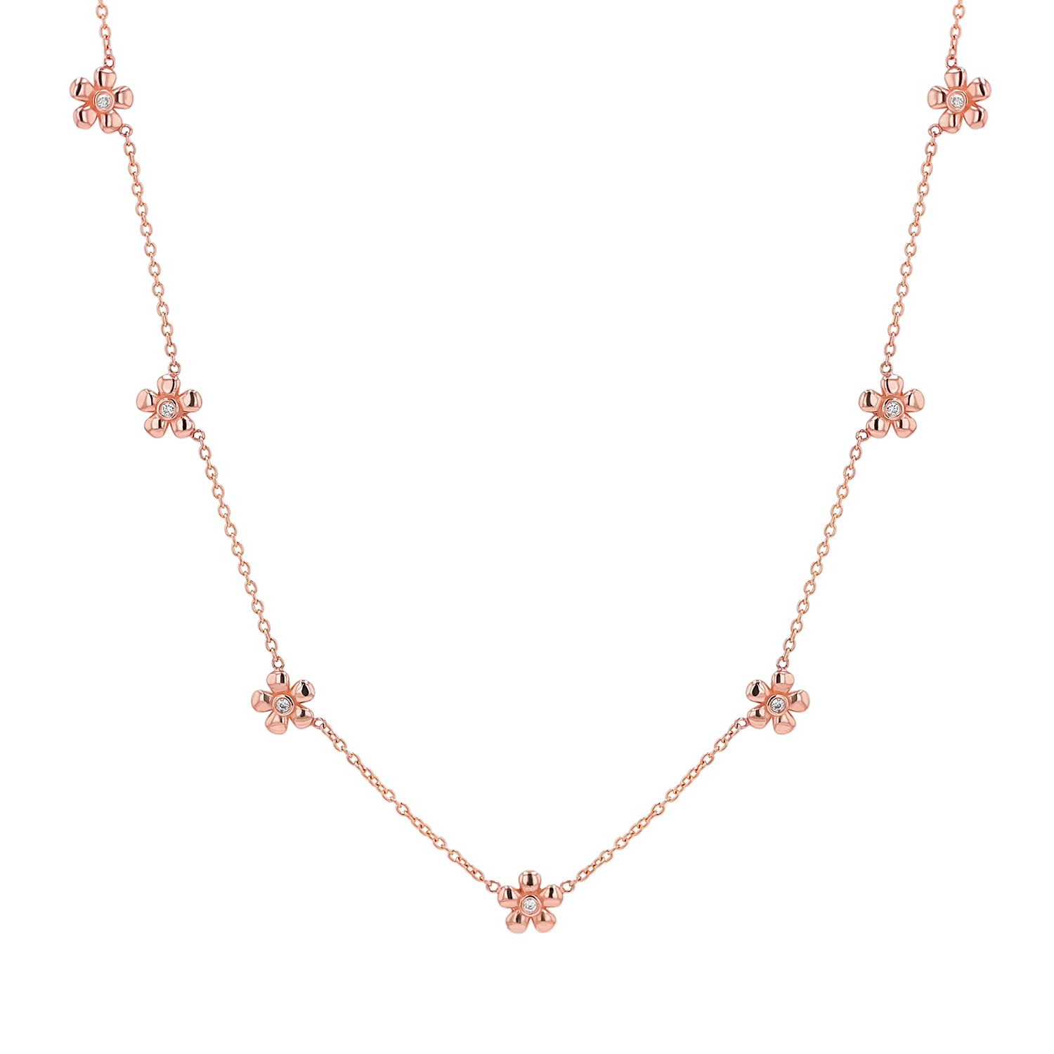 Diamond Flower Chain Necklace