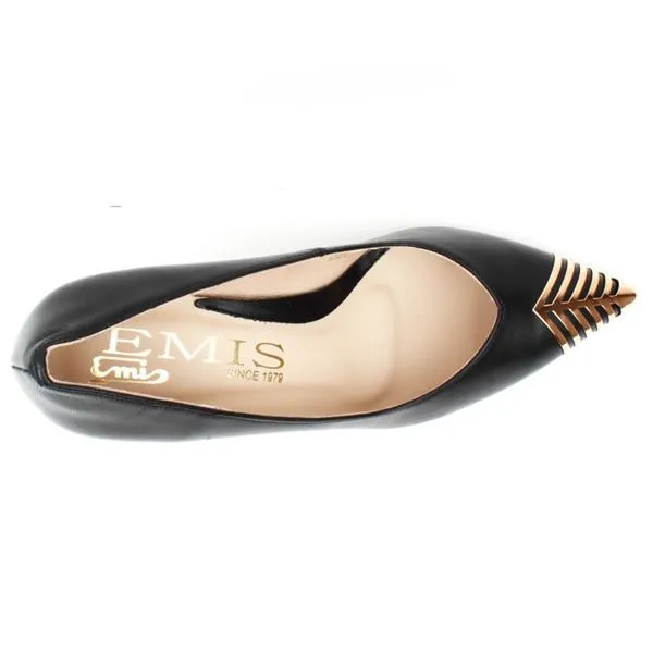 Emis Black Gold Tippped Heeled Shoe