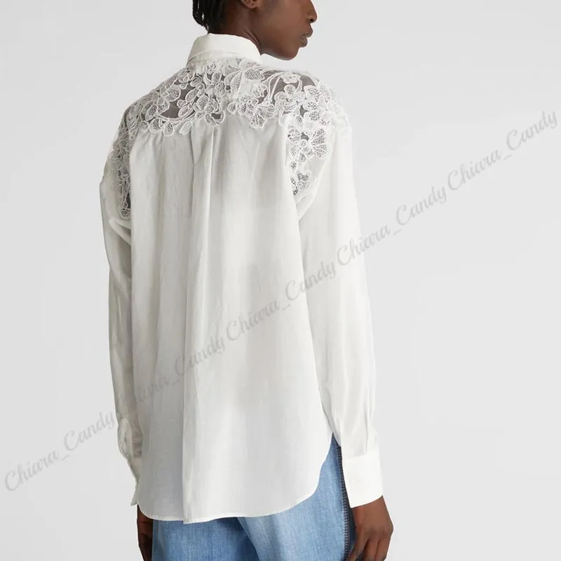 ERMANNO SCERVINO  |Casual Style Long Sleeves Plain Cotton Party Style Lace