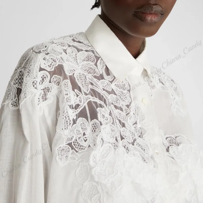 ERMANNO SCERVINO  |Casual Style Long Sleeves Plain Cotton Party Style Lace