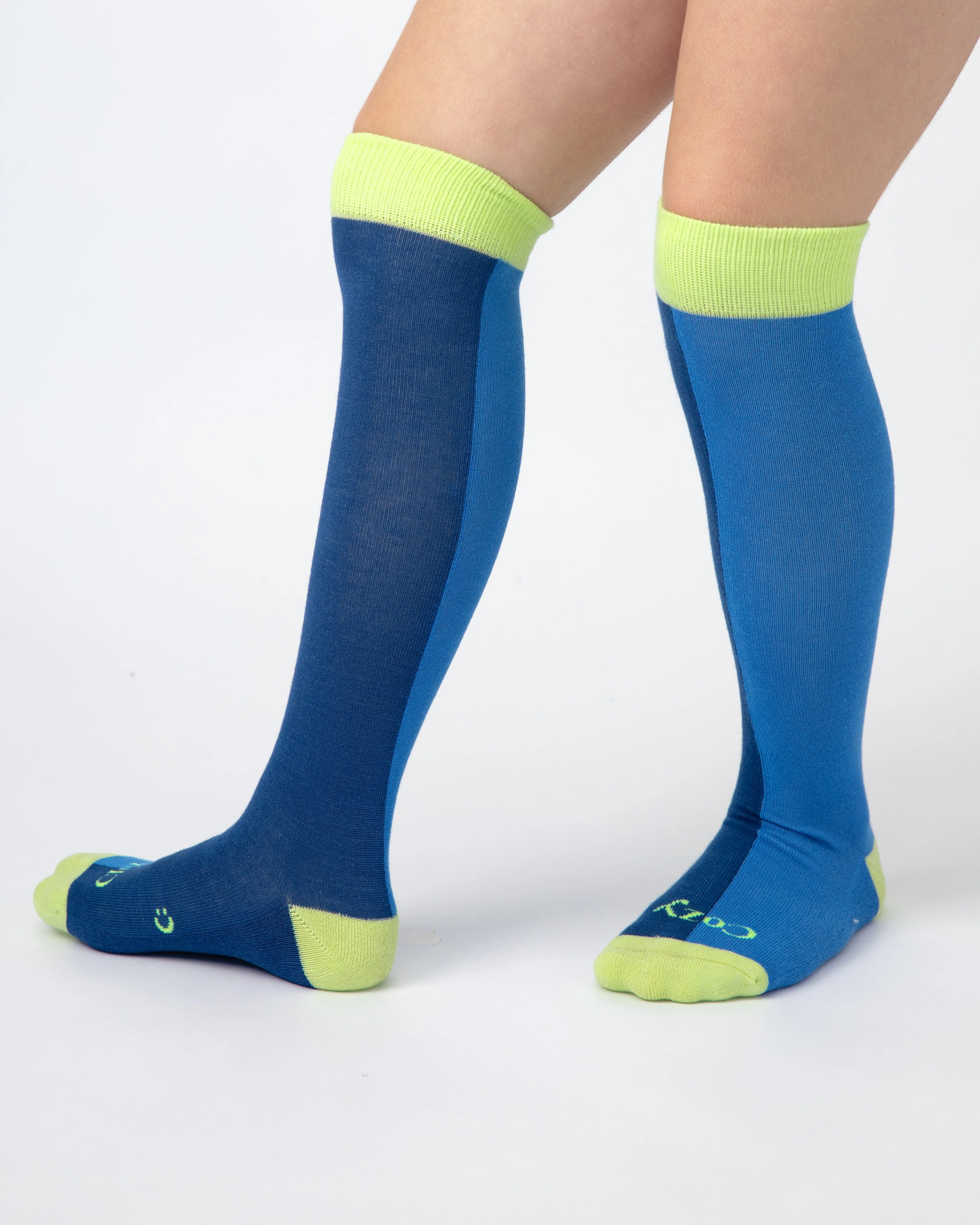 Everyday Knee-High Seamless Feel Socks (Kids) - Marine Blue Colourblock