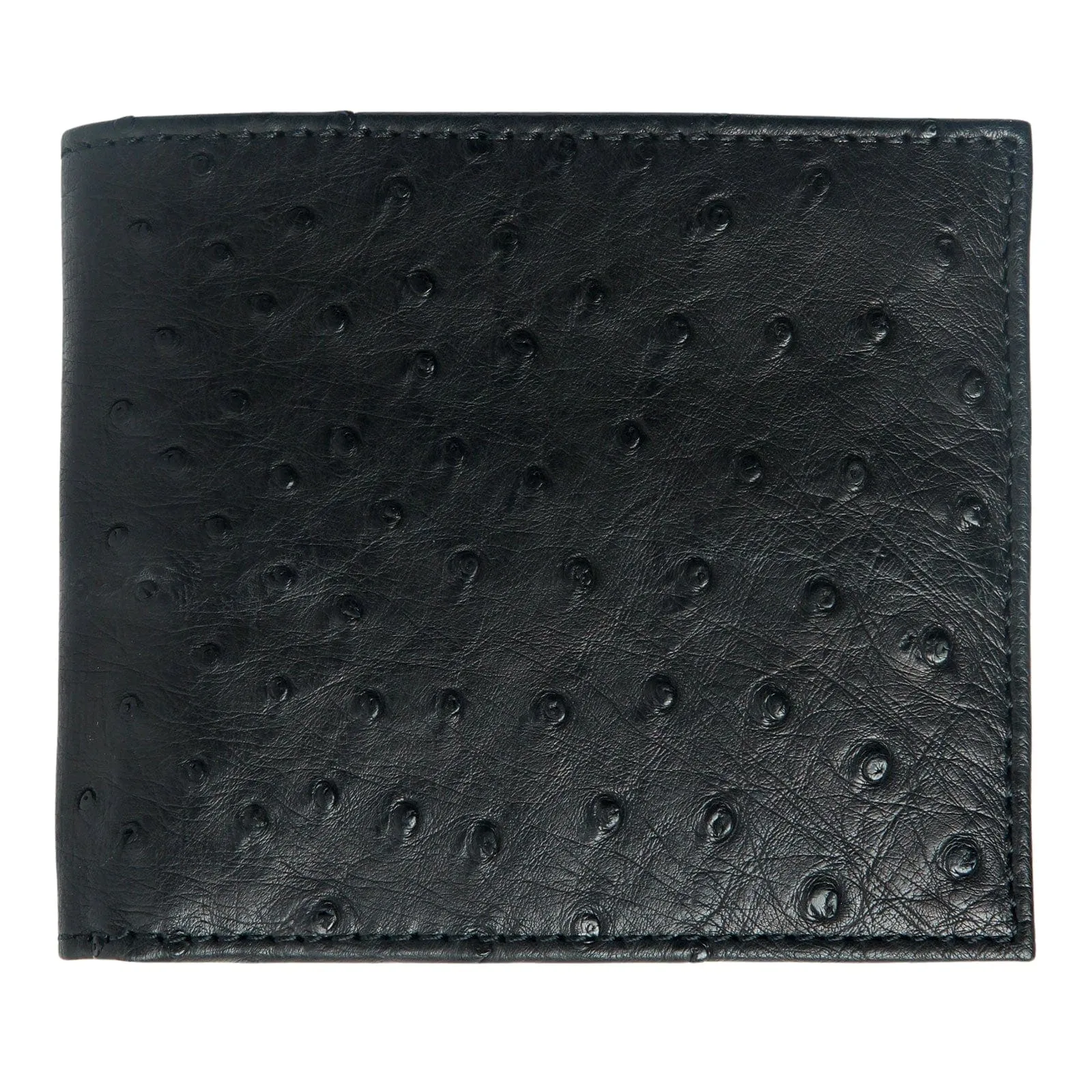 Exotic Black & Brown Genuine Ostrich Skin Leather Men's Wallet