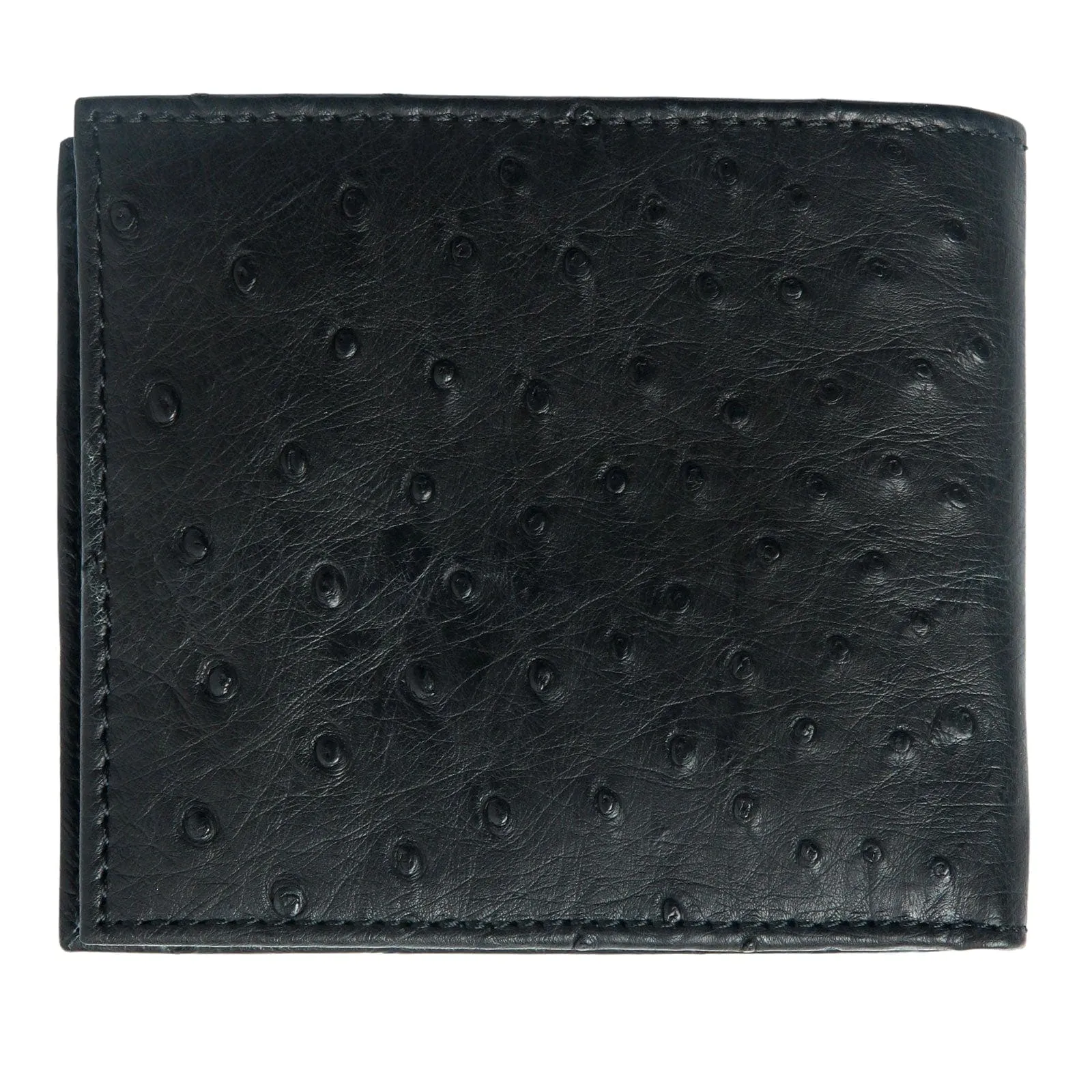 Exotic Black & Brown Genuine Ostrich Skin Leather Men's Wallet