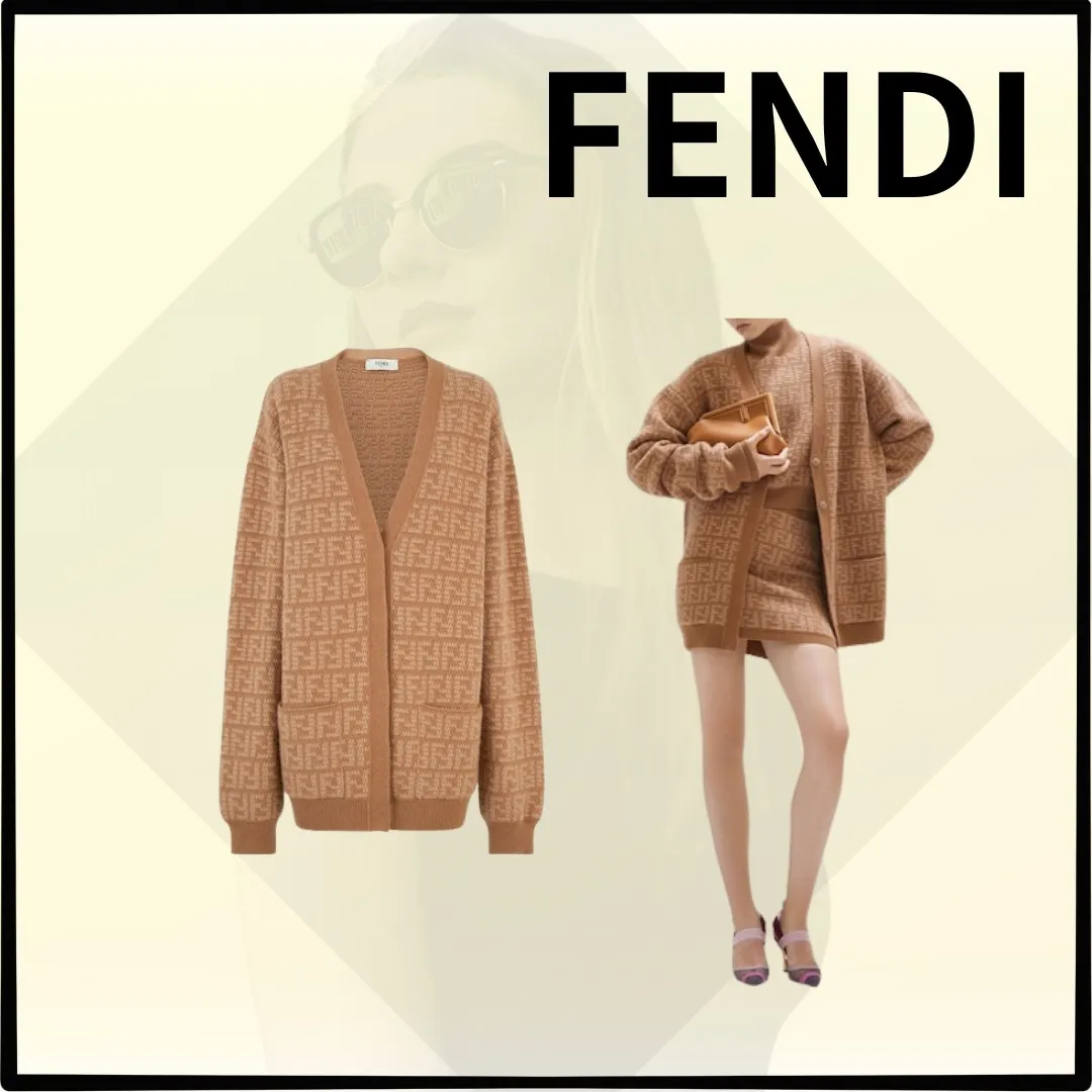 FENDI  |Party Style Elegant Style Formal Style  Logo Cardigans