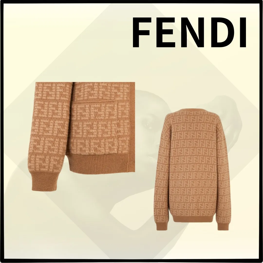 FENDI  |Party Style Elegant Style Formal Style  Logo Cardigans