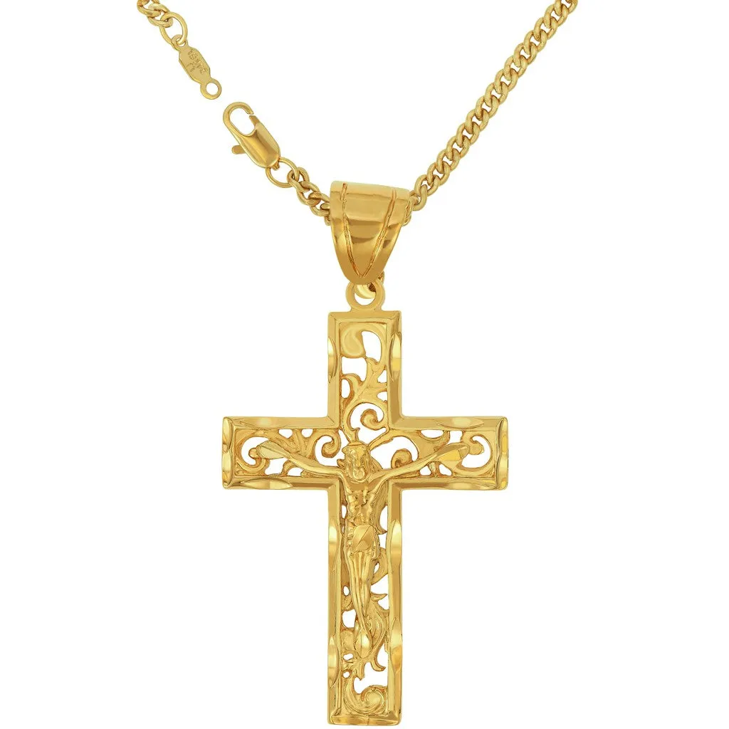 Filigree Cross Necklace Pendant with or without 20