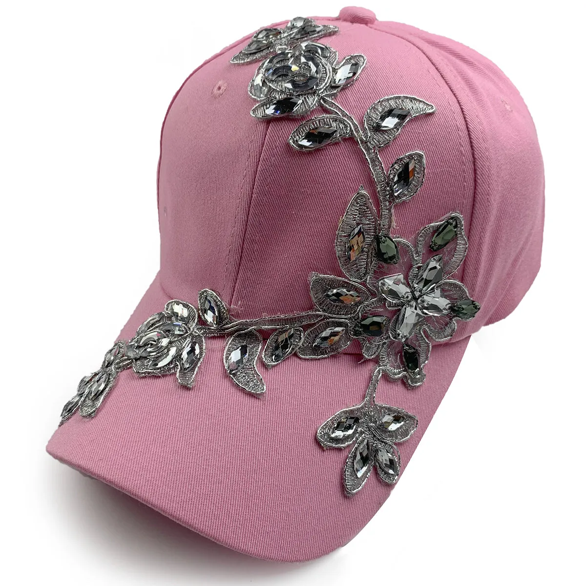 Flora Rhinestone Hat in Light Pink