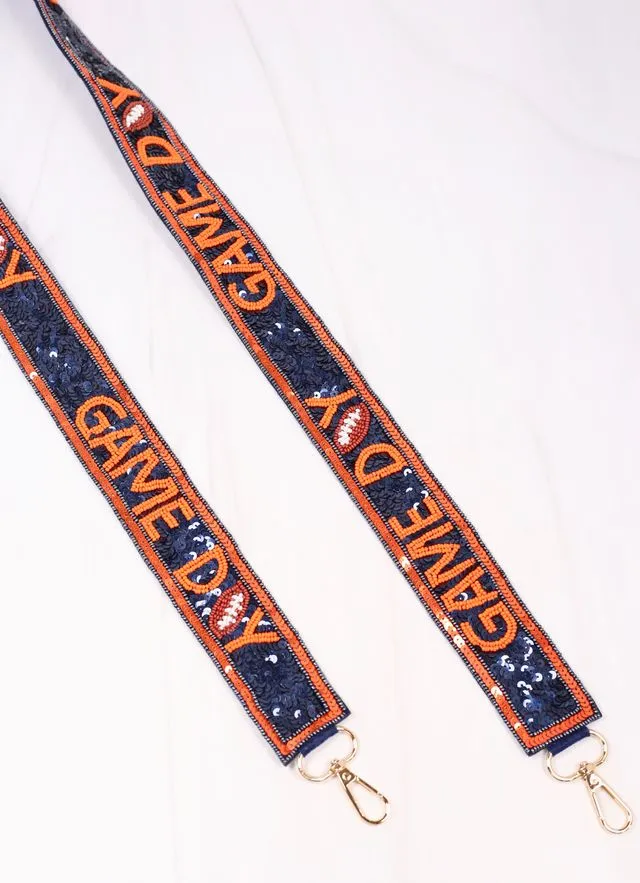 Game Day Sequin Strap NAVY ORANGE