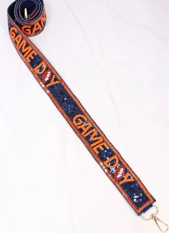 Game Day Sequin Strap NAVY ORANGE