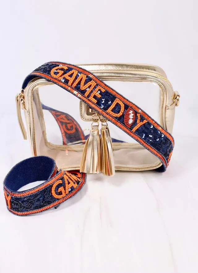 Game Day Sequin Strap NAVY ORANGE