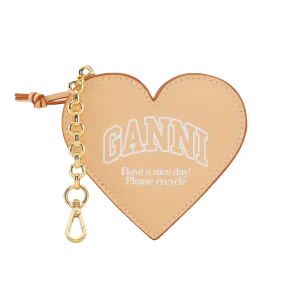 GANNI Cream Funny Heart Zipped Coin Purse