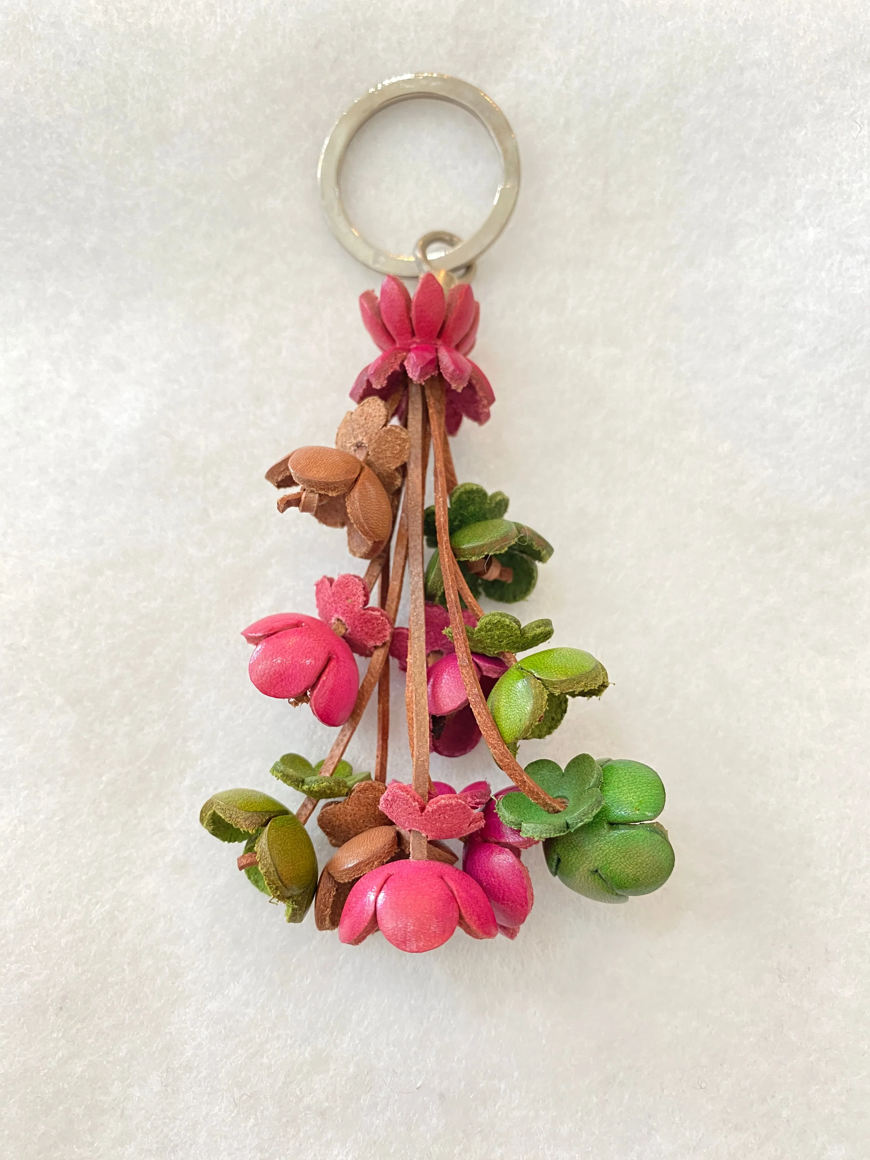 Genuine Leather Mini Flowers Key Chain or Bag Charm