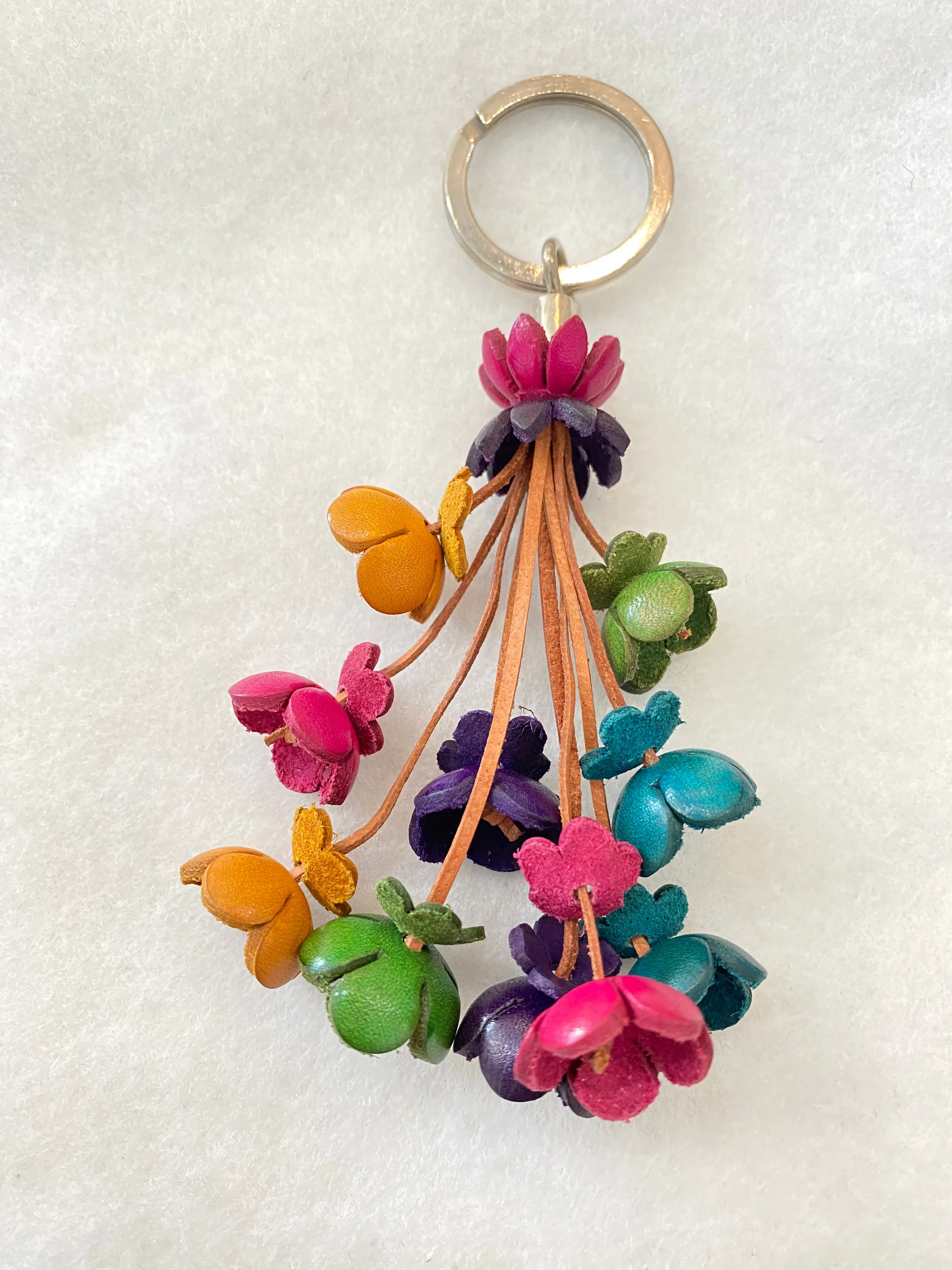 Genuine Leather Mini Flowers Key Chain or Bag Charm