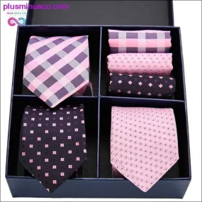 Gift box Pack Mens Tie Skinny Pink palid 100% Silk Classic