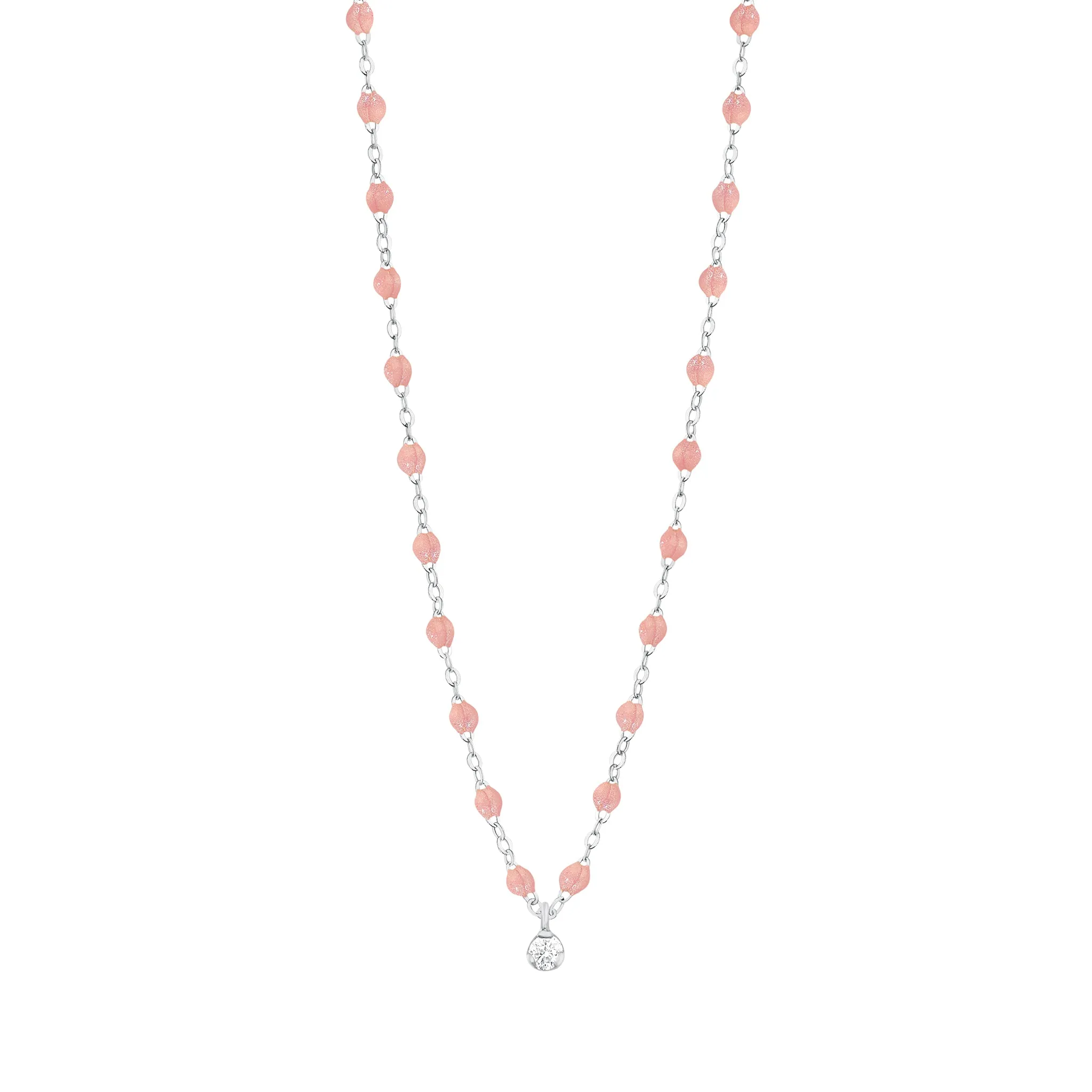 Gigi Supreme Classic 1 Diamond Necklace, Blush, White Gold, 16.5