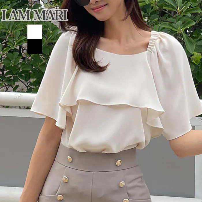 I AM MARI  |Plain Short Sleeves Party Style Elegant Style Formal Style