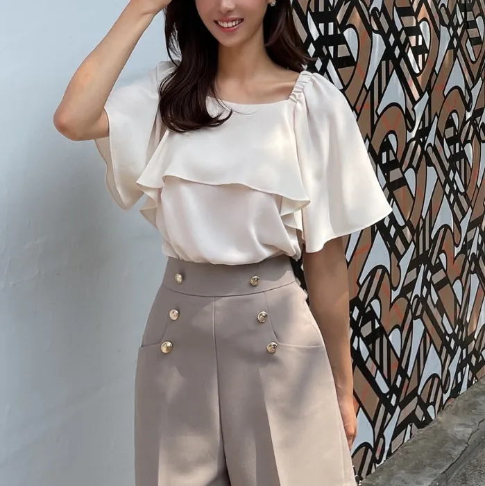 I AM MARI  |Plain Short Sleeves Party Style Elegant Style Formal Style