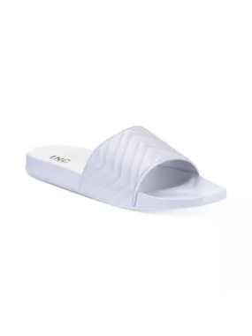 INC Mens White Chevron Comfort Xander Round Toe Slip On Slide Sandals Shoes M