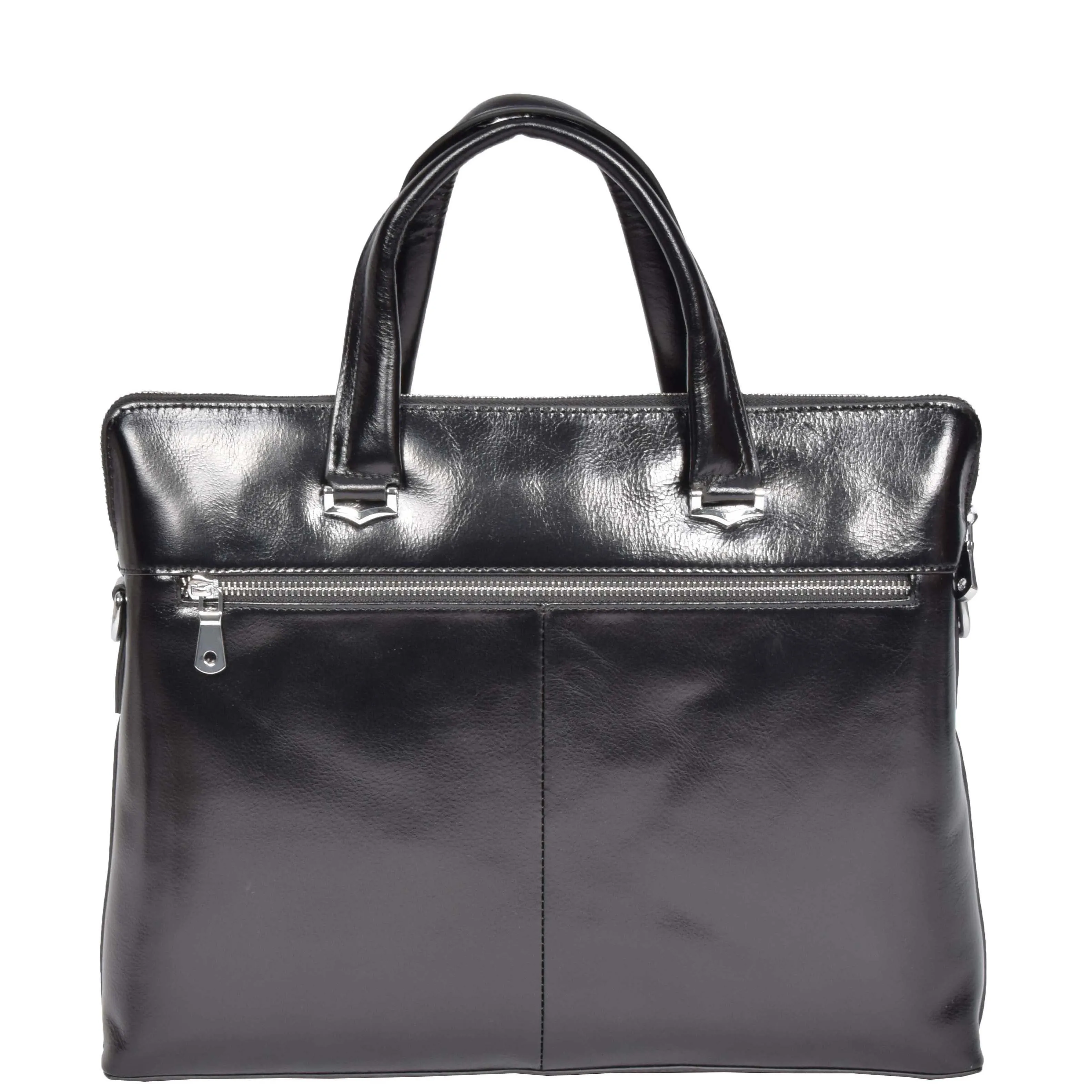 Italian Leather Cross Body Briefcase H9891 Black