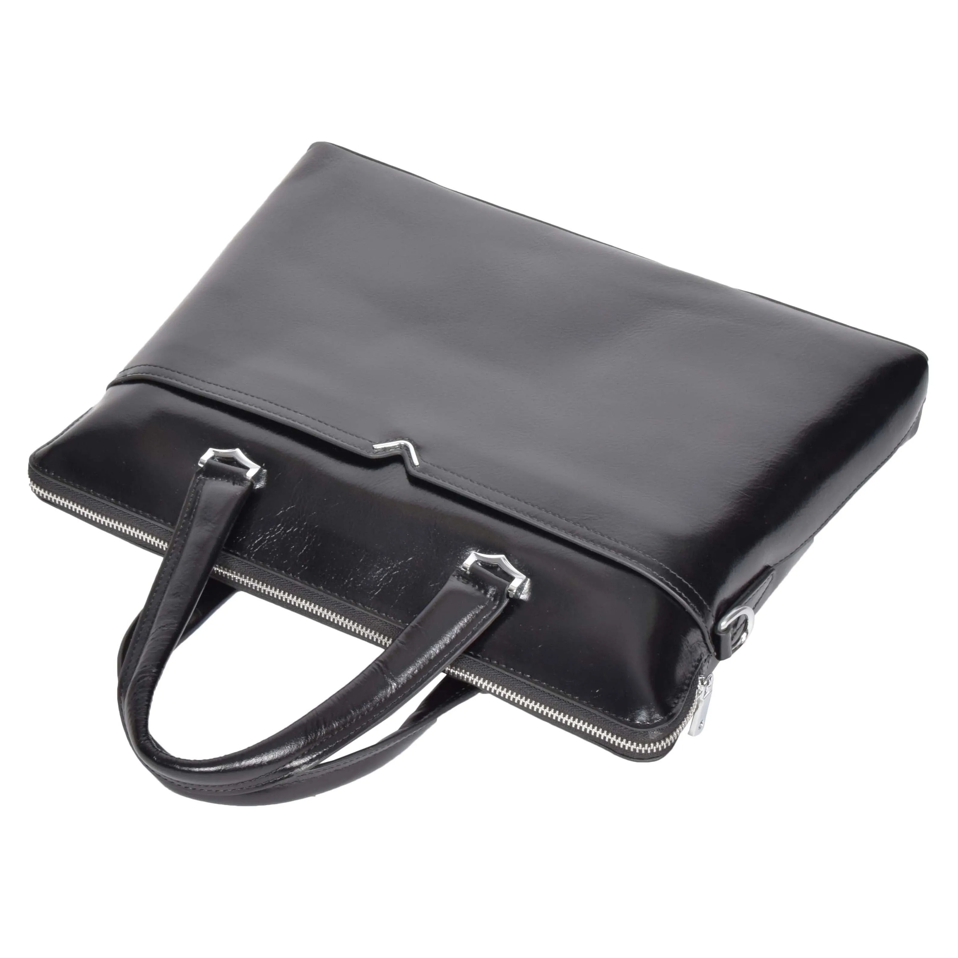 Italian Leather Cross Body Briefcase H9891 Black