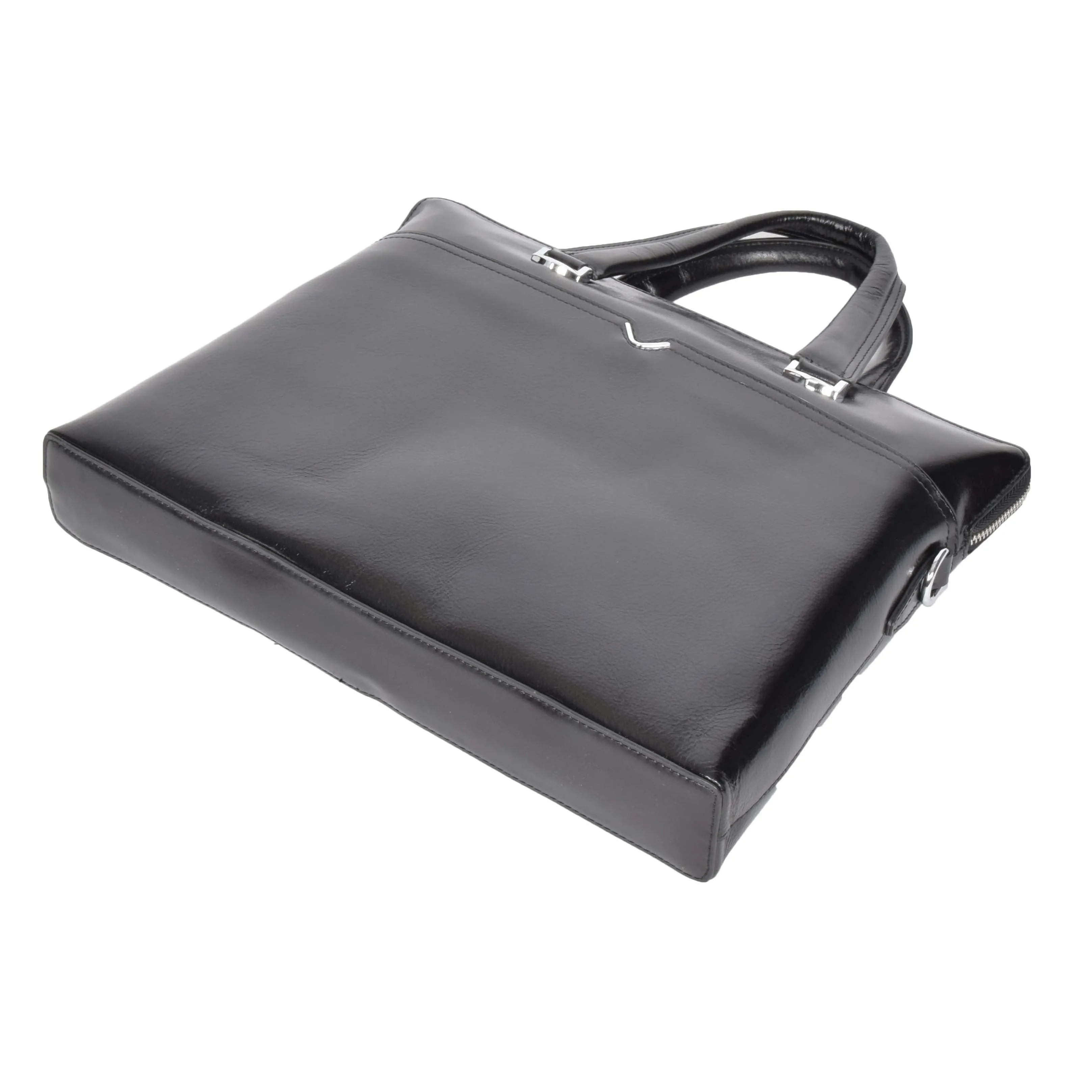 Italian Leather Cross Body Briefcase H9891 Black