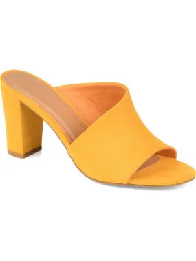 JOURNEE COLLECTION Womens Yellow D'orsay Design Cushioned Allea Open Toe Block Heel Slip On Heeled Mules Shoes