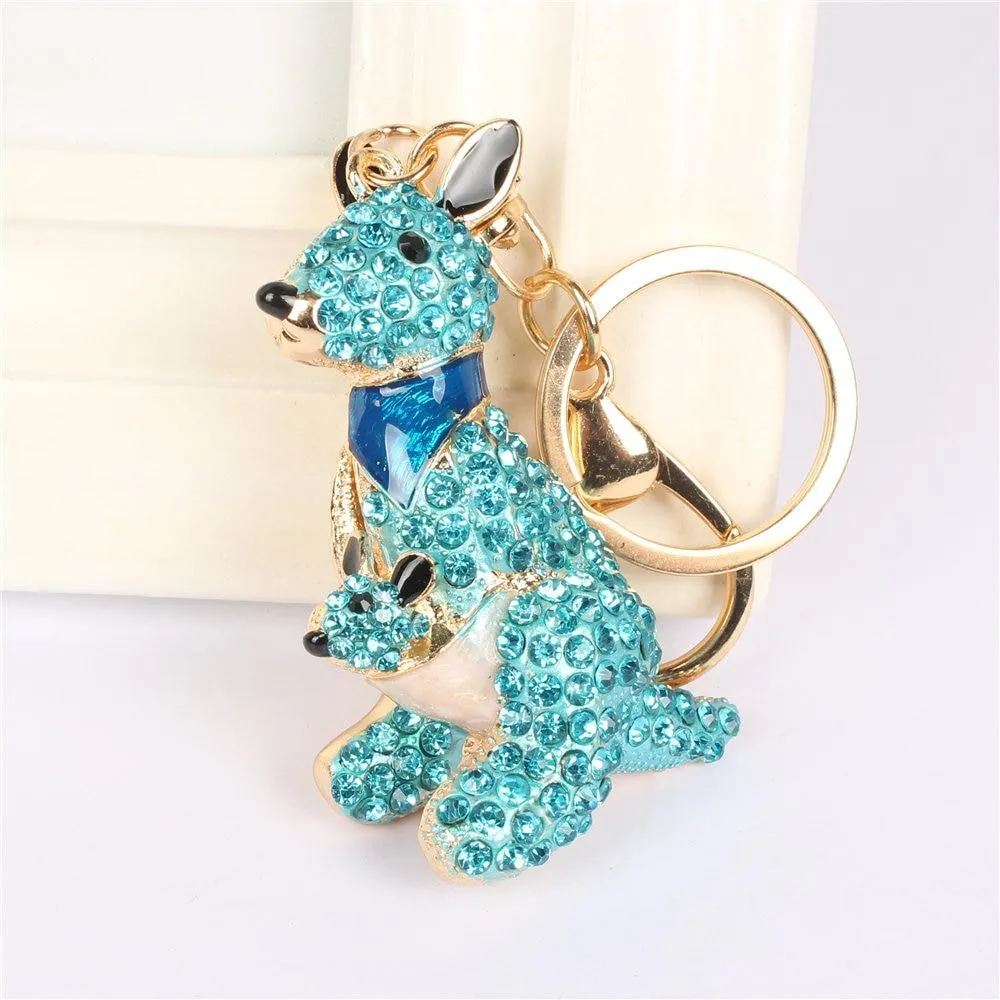 Kangaroo Rhinestone Crystal Charm Purse Pendant & Gift Key Chain