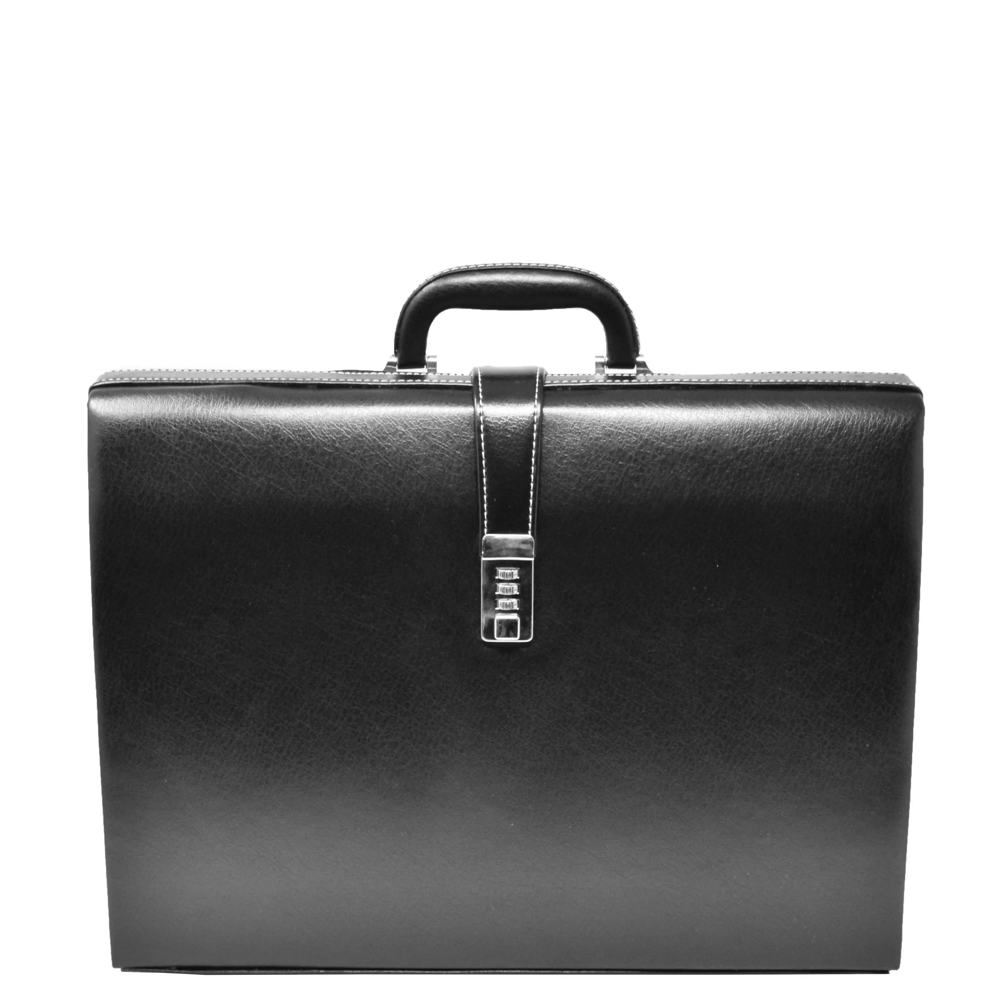 Large Size Leather Look Briefcase HOL9196 Black