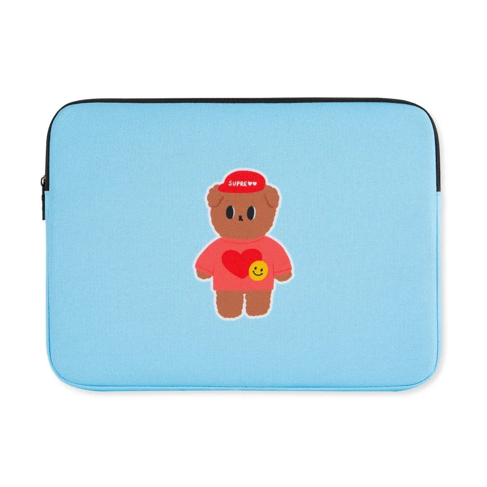 Light Blue CUTIE BEAR Graphic Laptop Sleeves 13 15 inch Cases Protective Covers Handbags Square Pouches Designer Artist Prints S