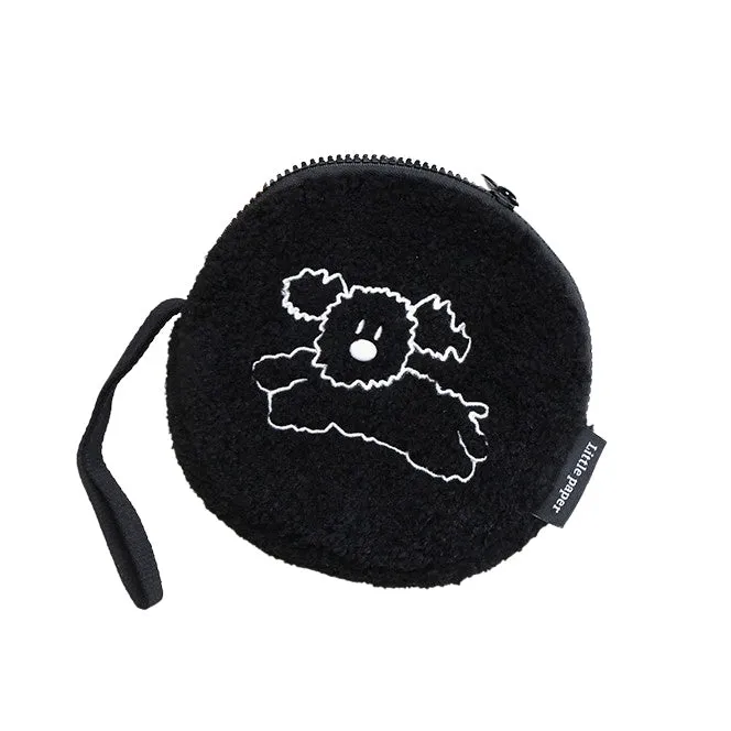 Little Peper Boucle Rounded Circle Pouches Cute Characters Purses Handbags Soft Shearling Card Cosmetics Wrist strap Wallets