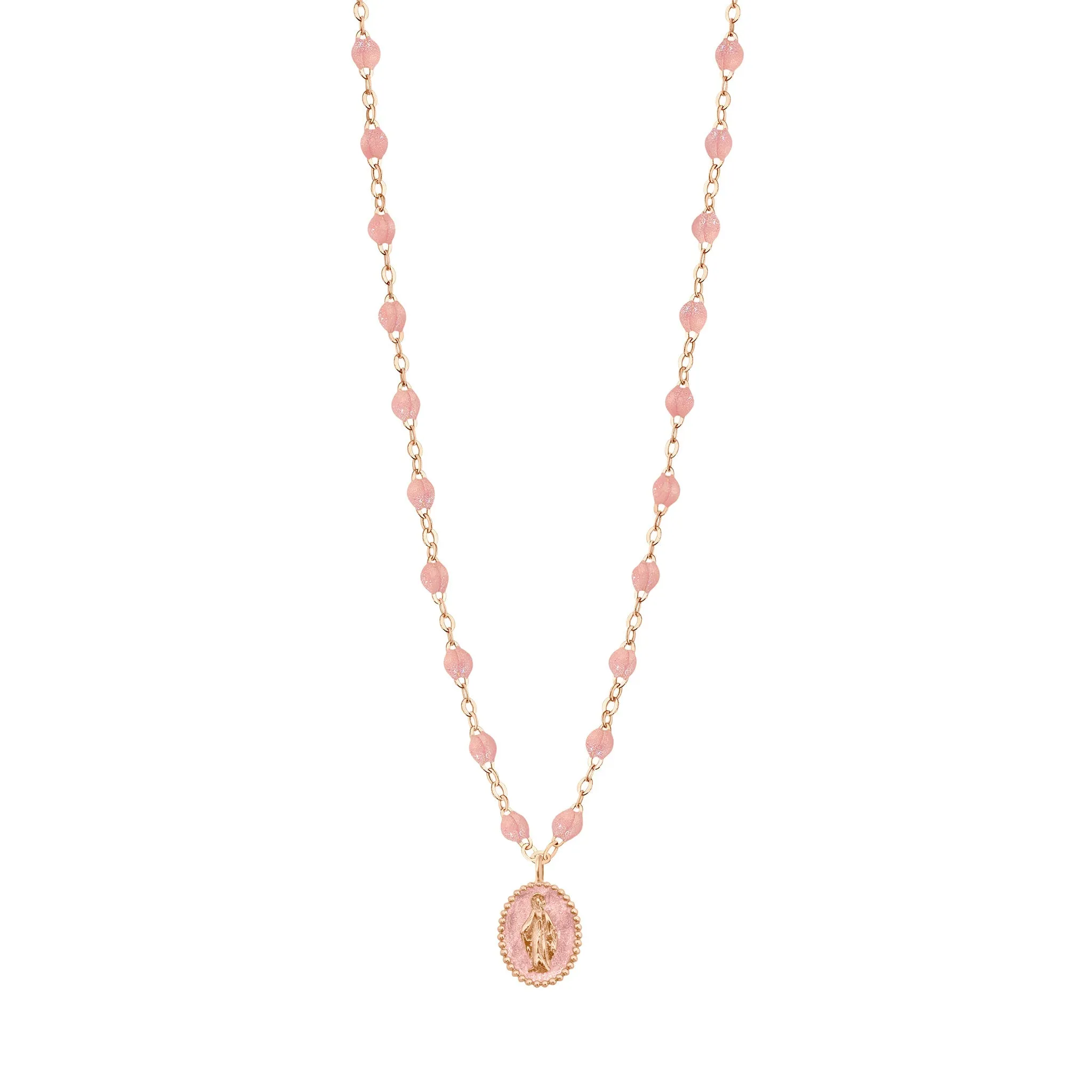 Madone resin charm Classic Gigi Blush necklace, Rose Gold, 16.5