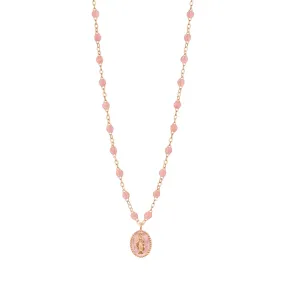 Madone resin charm Classic Gigi Blush necklace, Rose Gold, 16.5