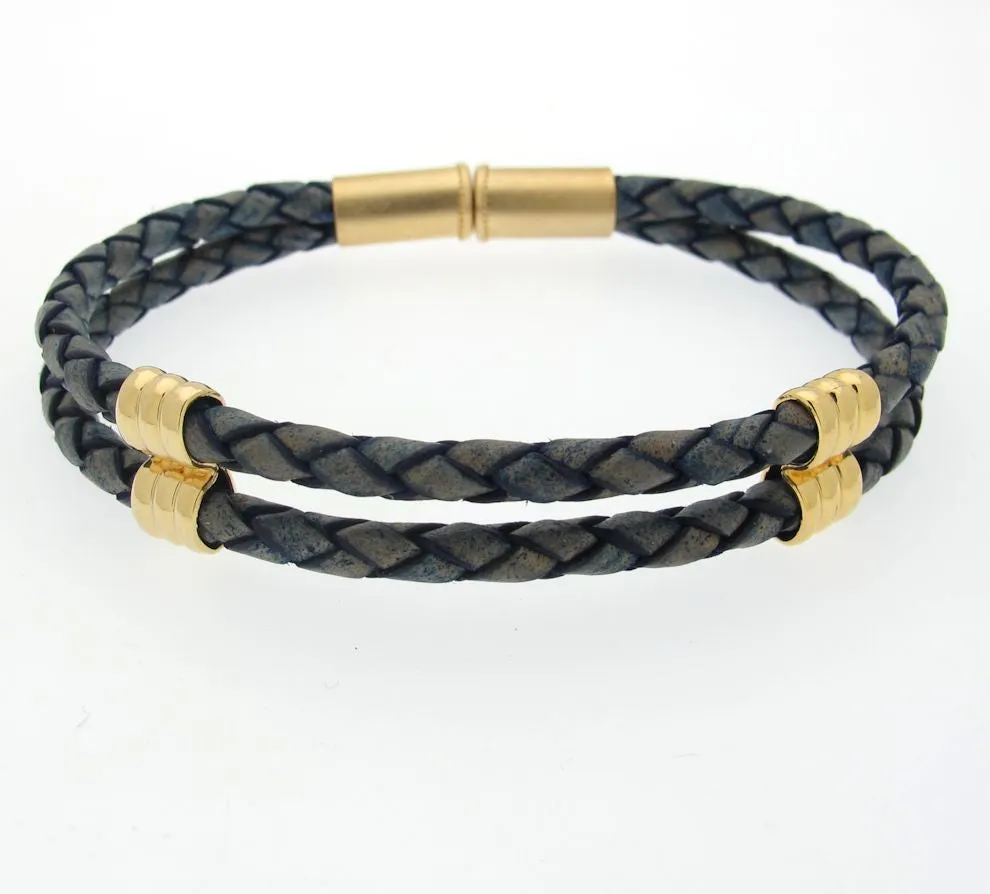 Magnetic Clasp Braided Leather Bracelet