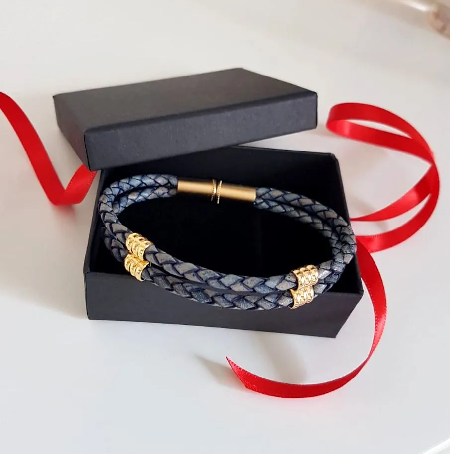 Magnetic Clasp Braided Leather Bracelet