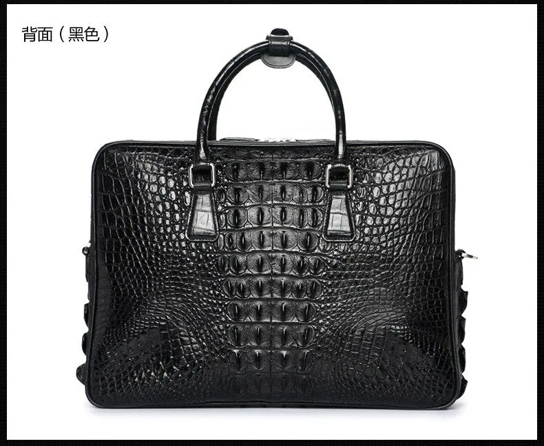 Men's Crocodile Leather Large Capacity Business Briefcase Shoulder Bag