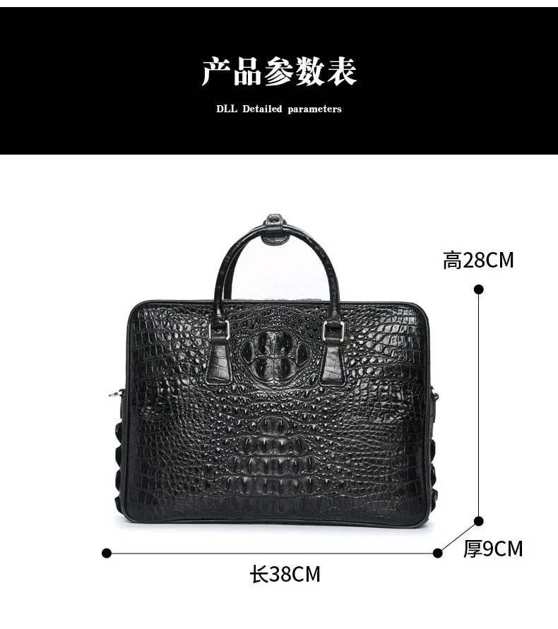 Men's Crocodile Leather Large Capacity Business Briefcase Shoulder Bag