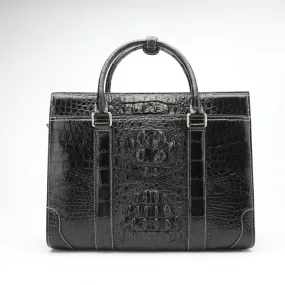 Men's Crocodile Skin Leather Leisure Business Hand-Held Briefcase Bag