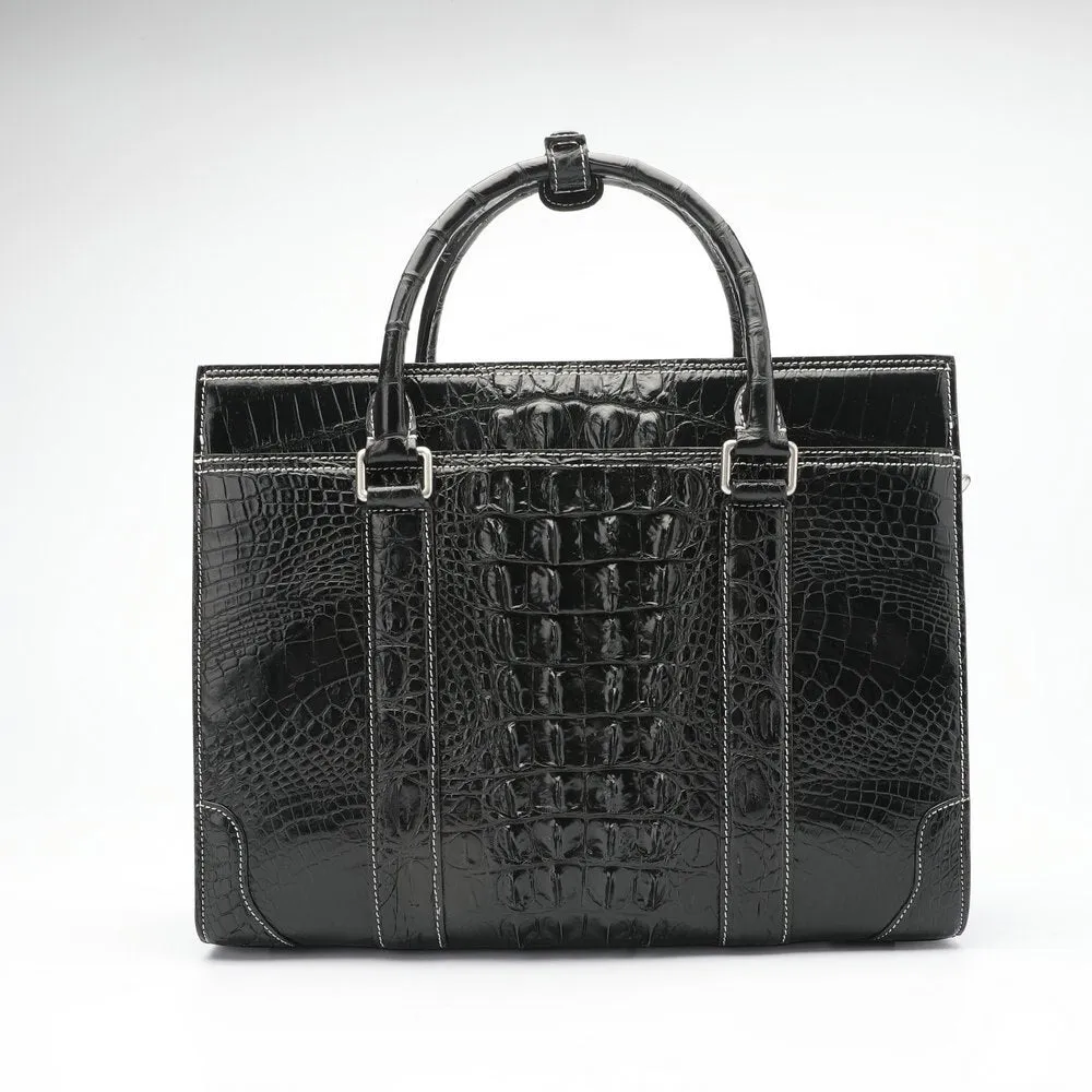 Men's Crocodile Skin Leather Leisure Business Hand-Held Briefcase Bag