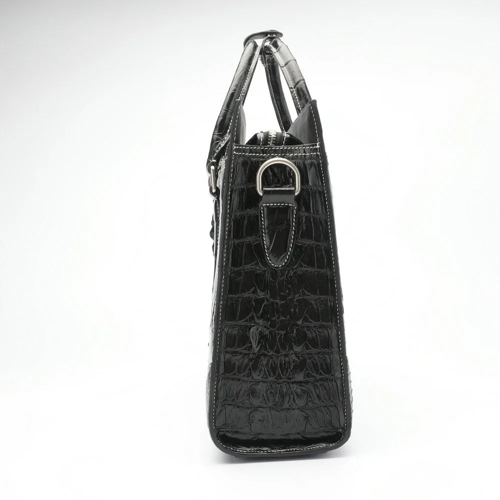 Men's Crocodile Skin Leather Leisure Business Hand-Held Briefcase Bag