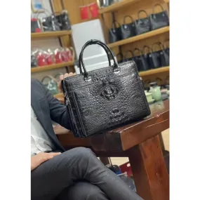 Men's Crocodile Skin Leather Leisure Travel Business Messenger Briefcase