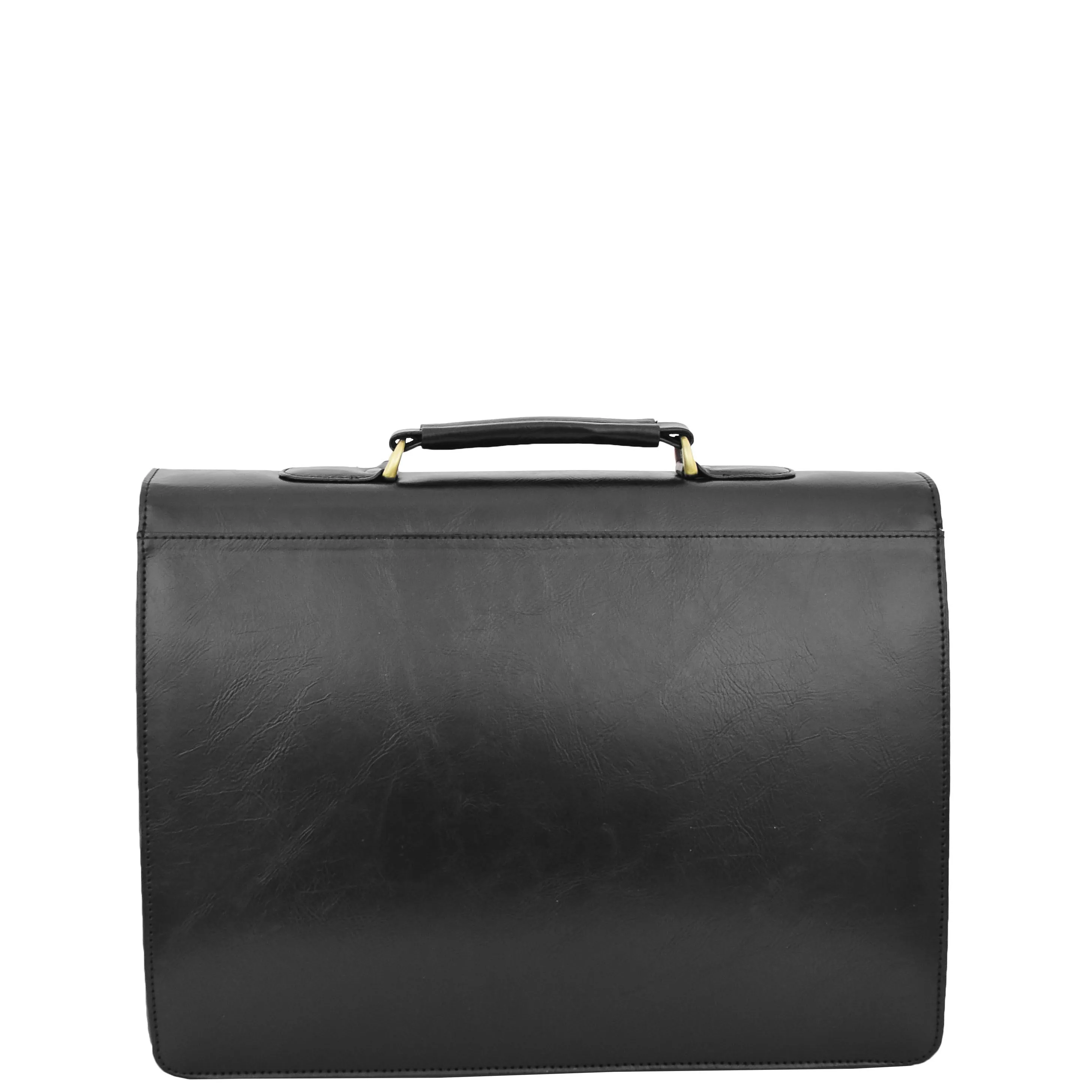 Mens Faux Leather Flap Over Briefcase Windsor Black