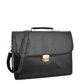 Mens Faux Leather Flap Over Briefcase Windsor Black