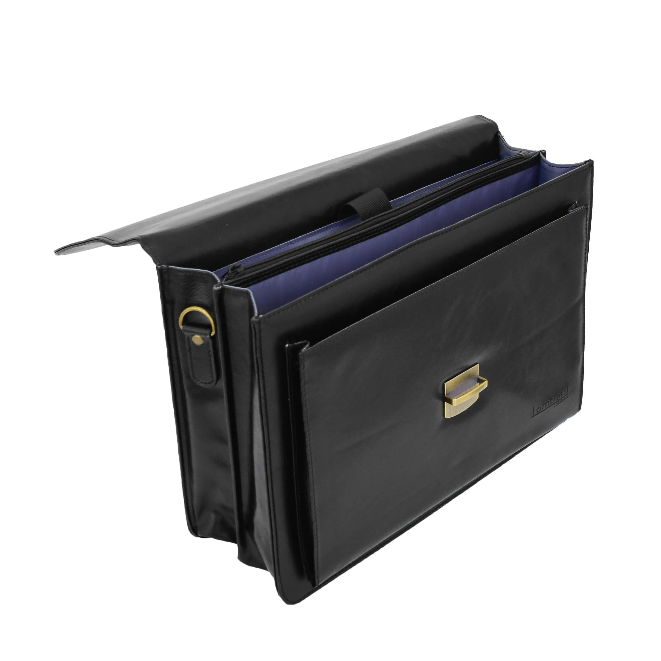 Mens Faux Leather Flap Over Briefcase Windsor Black