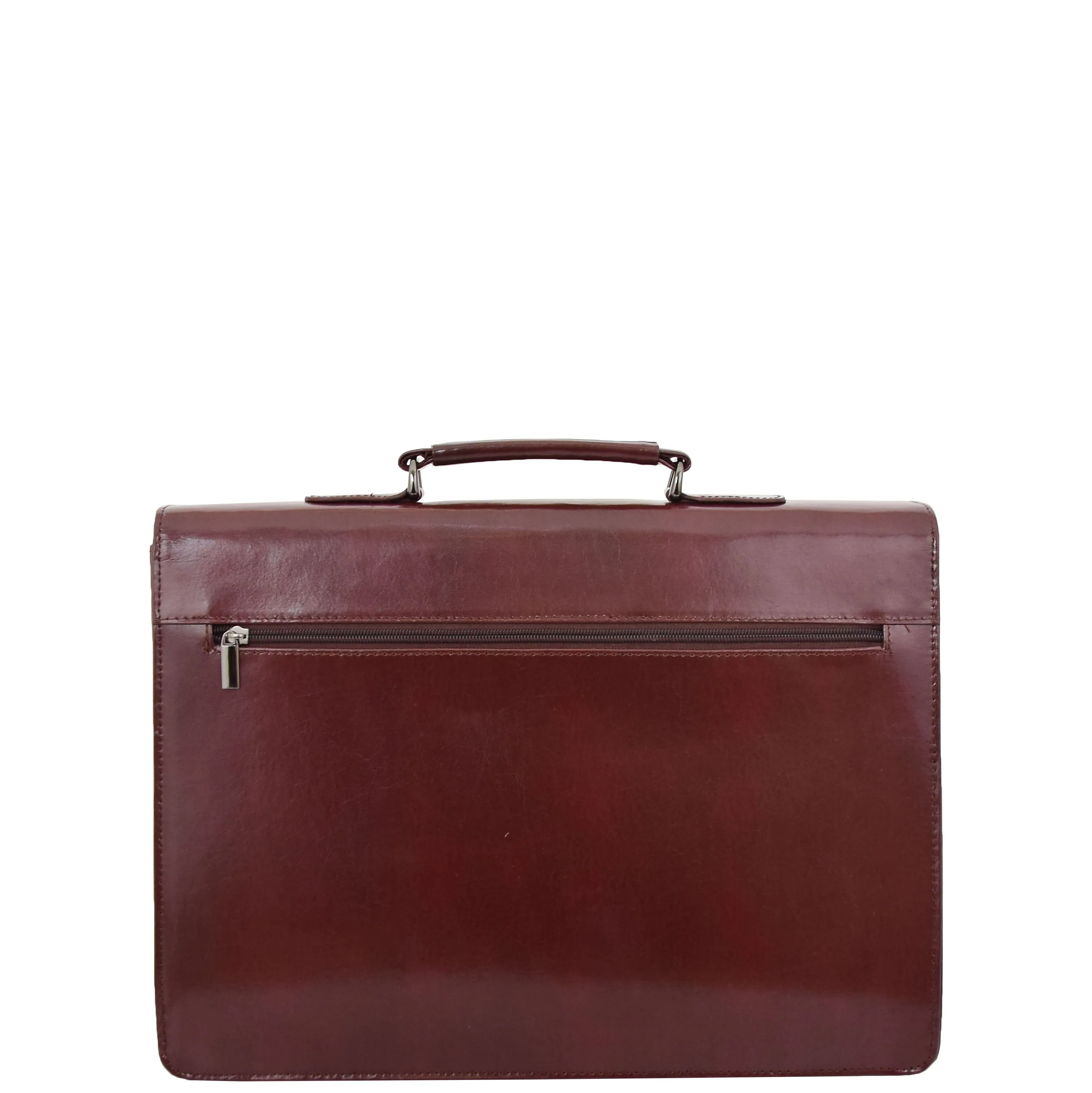 Mens Leather Flap Over Briefcase Dunkirk Brown