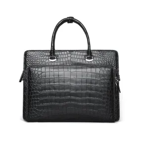 Men's Luxury Crocodile Leather Large Business Briefcase Shoulder Bag