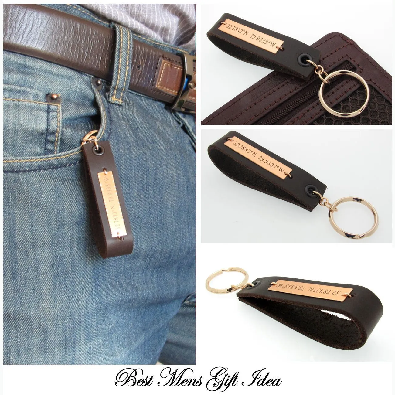 Men's Personalized Key Chain - Engraved ID keychain