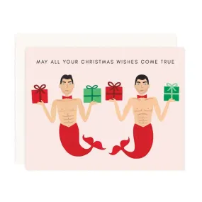 Mermen Christmas Wishes Greeting Card