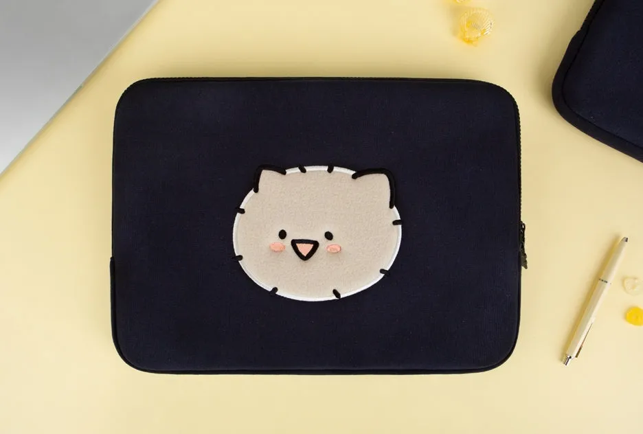 Navy Kuma Laptop Sleeves iPad 13 14 15 inch Cases Protective Covers Purses Skins Handbags Square Cushion Carrying Pouches Design