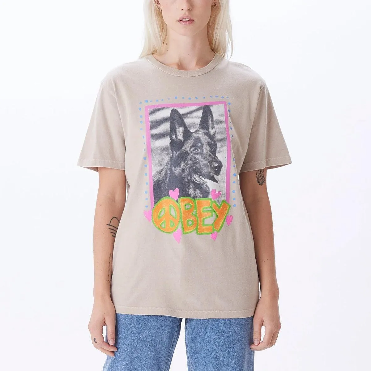 Obey Love Dog Box Tee In Clay